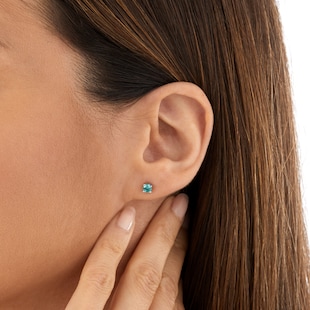 Goldsmiths Silver June Turquoise Cubic Zirconia Stud Earrings