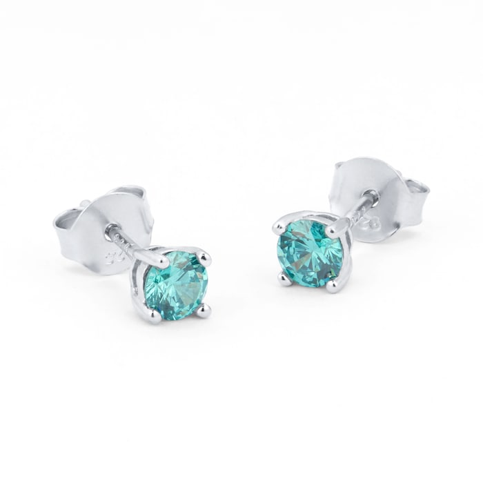 Goldsmiths Silver June Turquoise Cubic Zirconia Stud Earrings