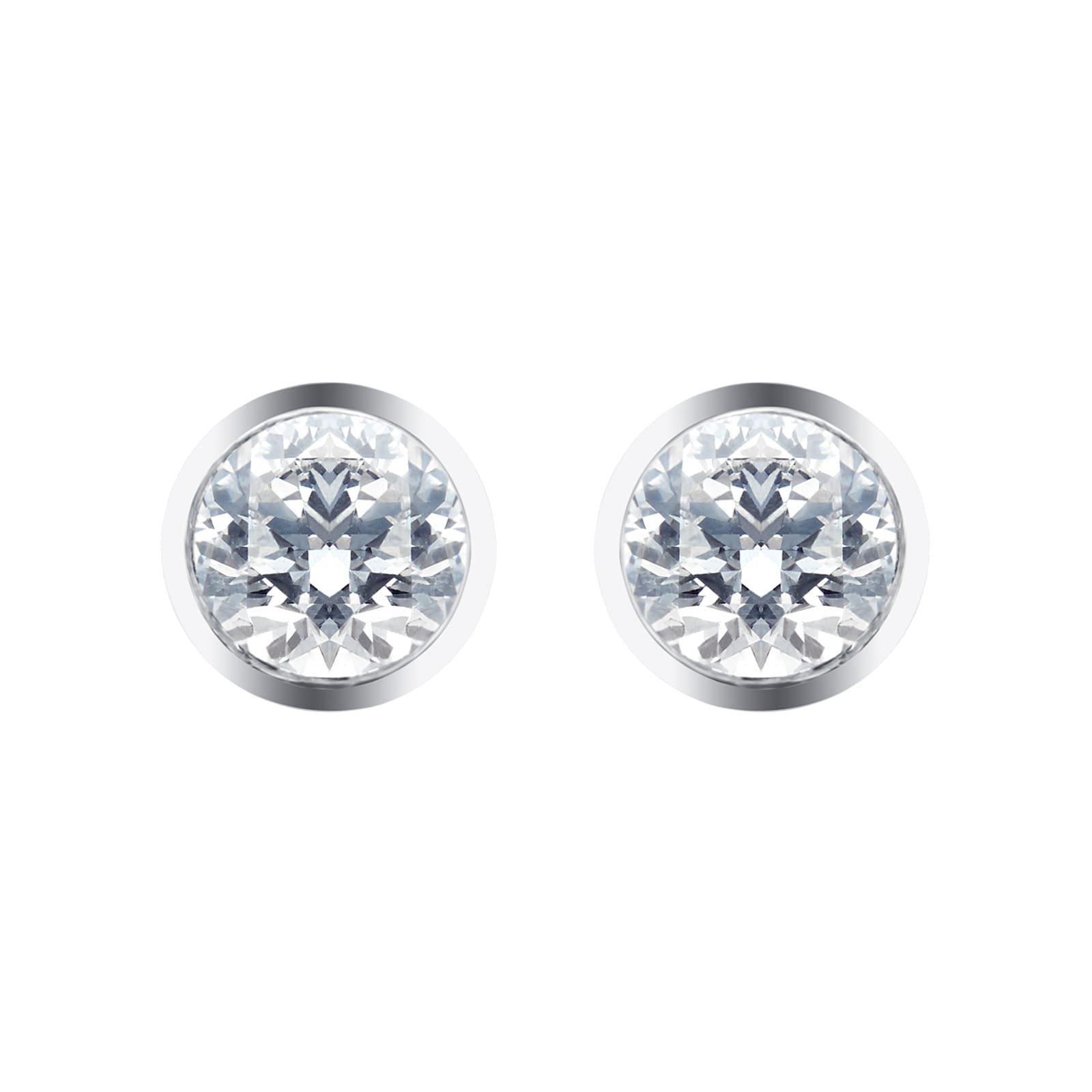 Silver & Diamond 0.10ct Besel Stud Earrings