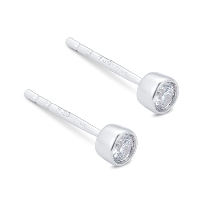 Goldsmiths Silver & Diamond 0.10ct Besel Stud Earrings