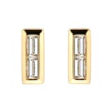 Goldsmiths Yellow Gold Plated Silver Diamond 0.09ct Baguette Bar Stud