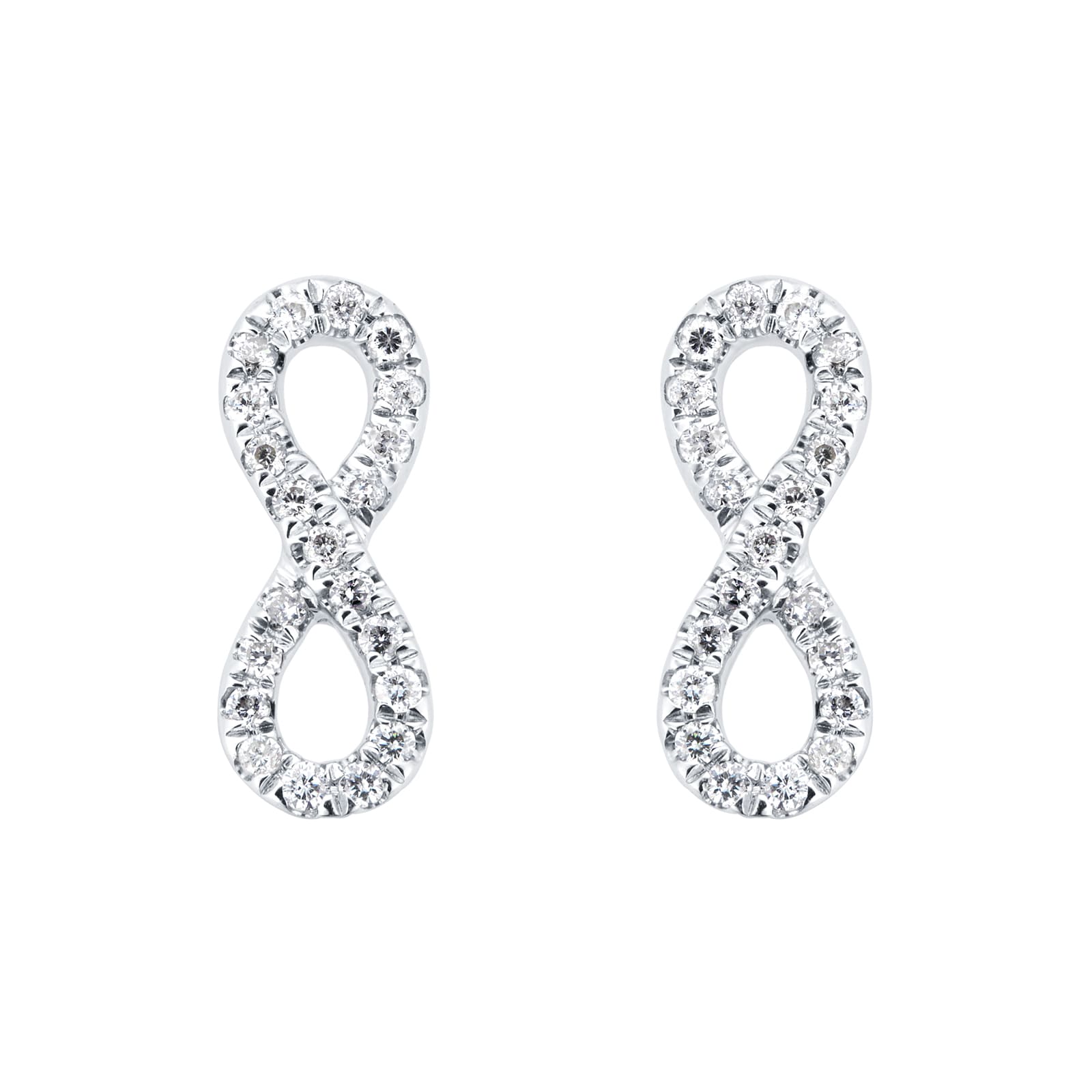 Goldsmiths Silver & Diamond 0.10ct infinity Stud Earrings Goldsmiths Silver & Diamond 0.10ct infinity Stud Earrings