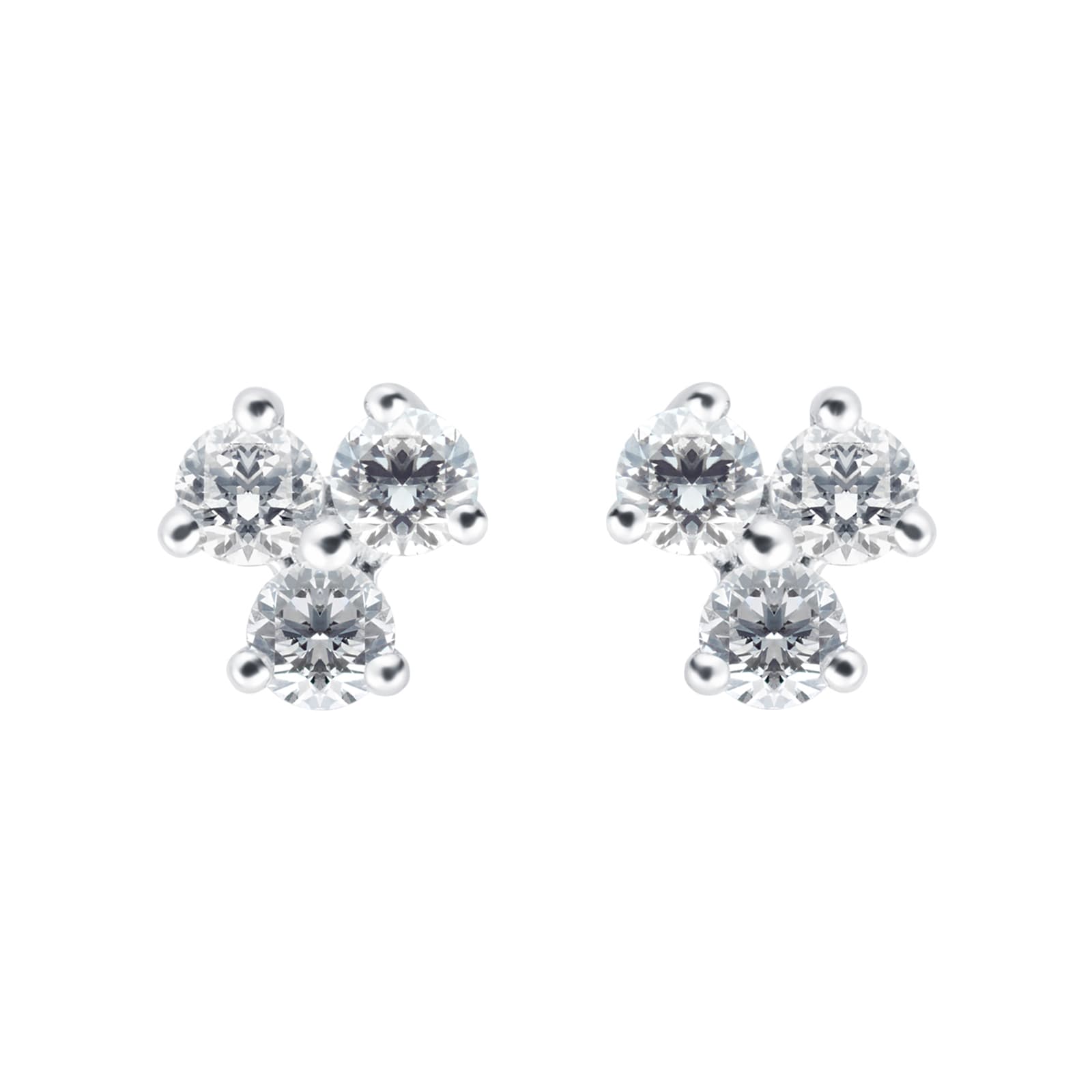 Silver & Diamond 0.12ct Triology Stud Earrings