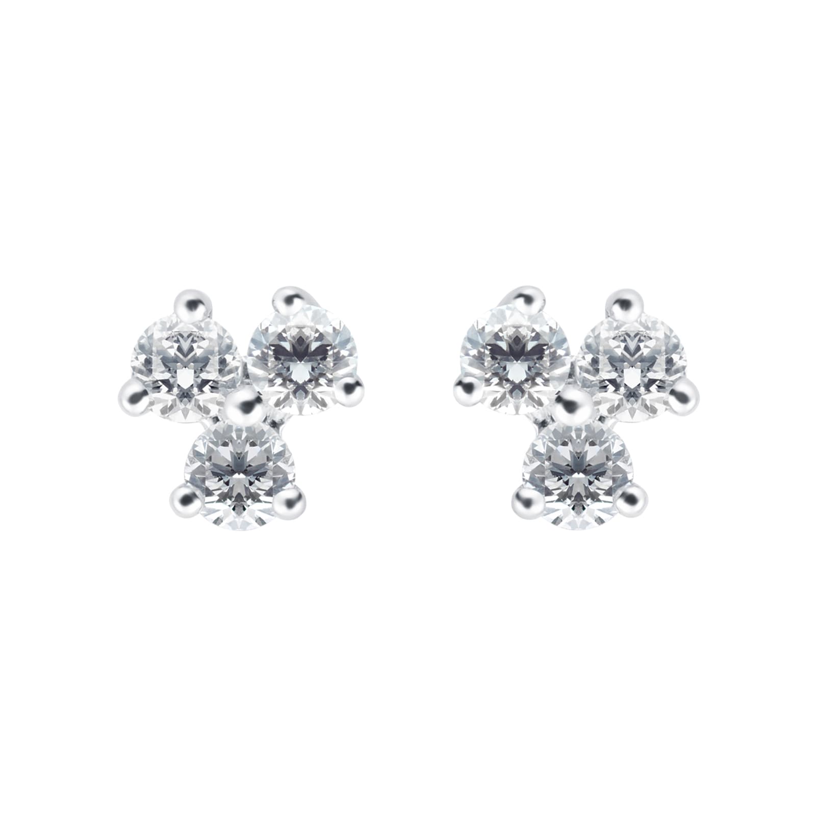 Goldsmiths Silver & Diamond 0.12ct Triology Stud Earrings Goldsmiths Silver & Diamond 0.12ct Triology Stud Earrings