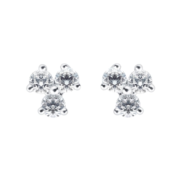 Goldsmiths Silver & Diamond 0.12ct Triology Stud Earrings
