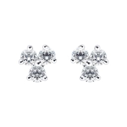 15140033 - Silver & Diamond 0.12ct Triology Stud Earrings