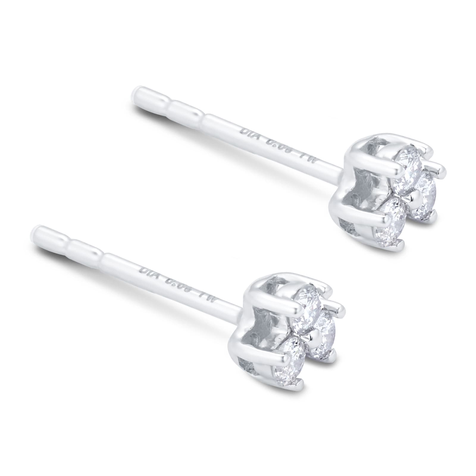 Goldsmiths Silver & Diamond 0.12ct Triology Stud Earrings Goldsmiths Silver & Diamond 0.12ct Triology Stud Earrings