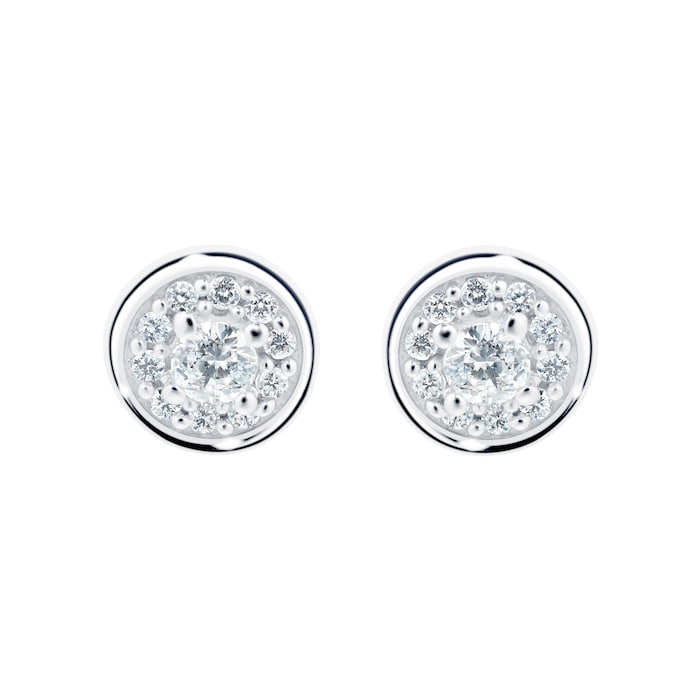 Goldsmiths Silver 0.20cttw Diamond Cluster Stud Earrings