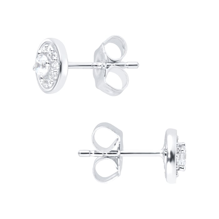 Goldsmiths Silver 0.20cttw Diamond Cluster Stud Earrings