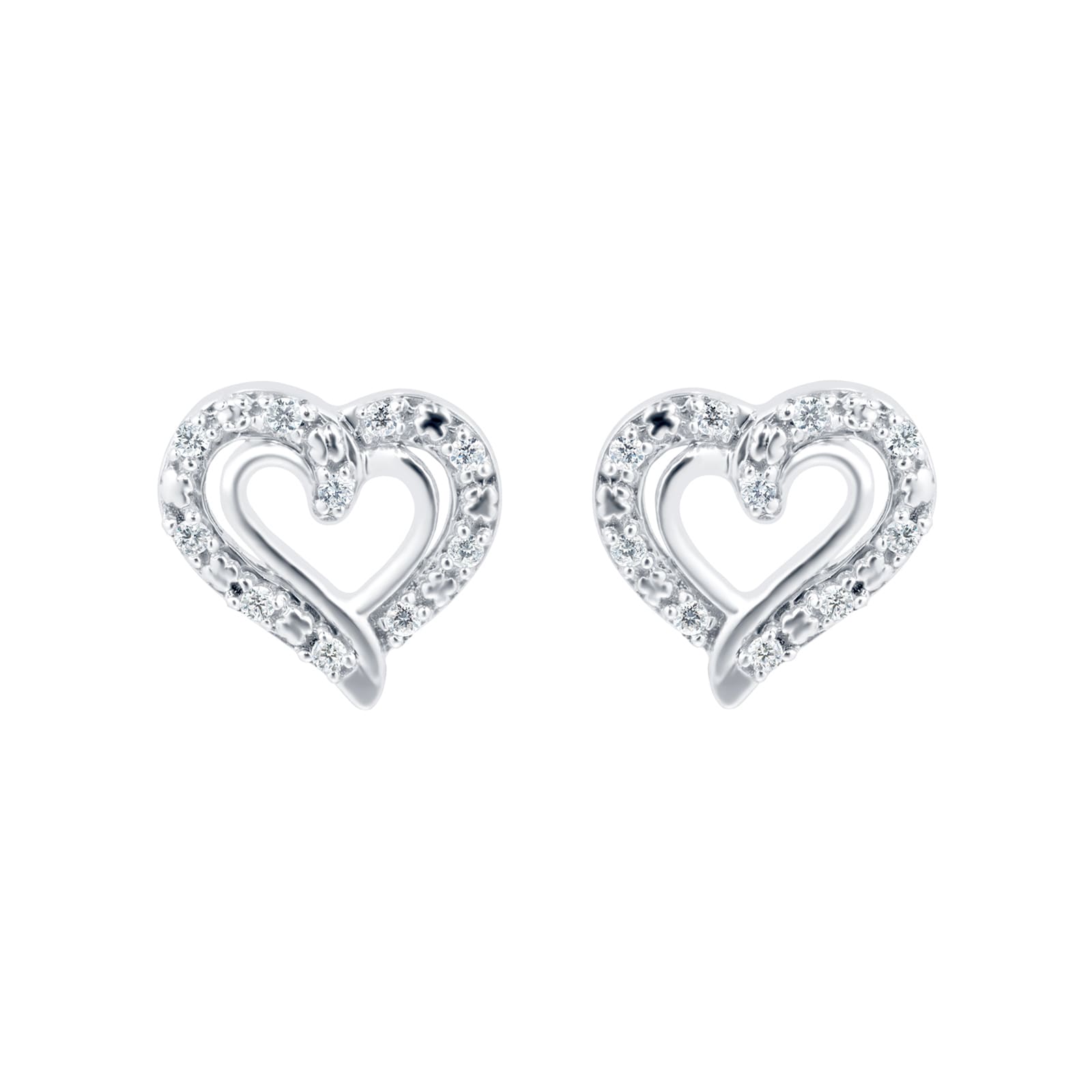 Goldsmiths Silver Heart 0.06ct Diamond Stud Earrings Goldsmiths Silver Heart 0.06ct Diamond Stud Earrings