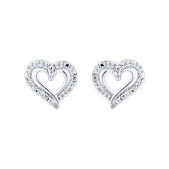 Goldsmiths Silver Heart 0.06ct Diamond Stud Earrings