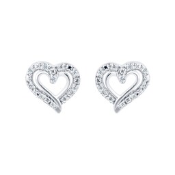 15140037 - Silver Heart 0.06ct Diamond Stud Earrings