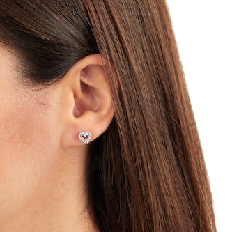 Goldsmiths Silver Heart 0.06ct Diamond Stud Earrings