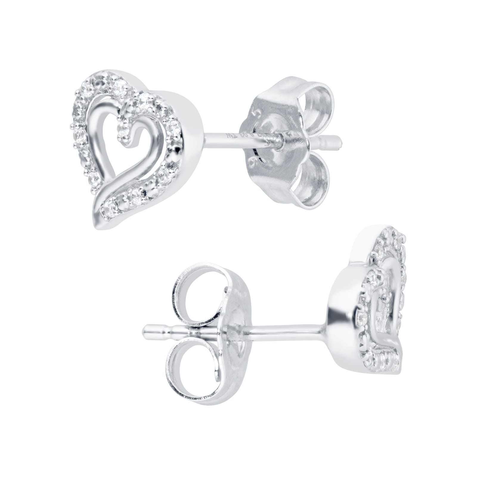 Goldsmiths Silver Heart 0.06ct Diamond Stud Earrings Goldsmiths Silver Heart 0.06ct Diamond Stud Earrings