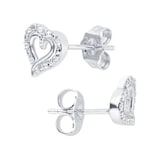 Goldsmiths Silver Heart 0.06ct Diamond Stud Earrings