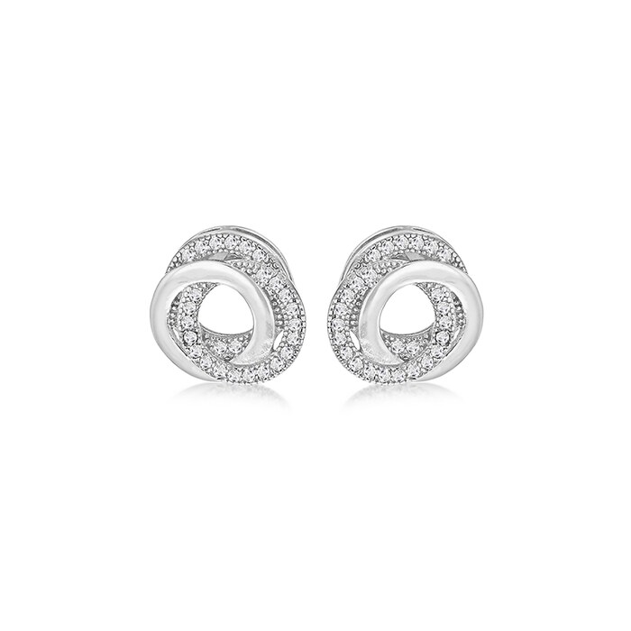 Goldsmiths Sterling Silver Cubic Zirconia Knot Stud Earrings