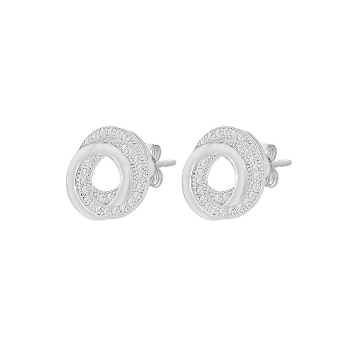 Goldsmiths Sterling Silver Cubic Zirconia Knot Stud Earrings