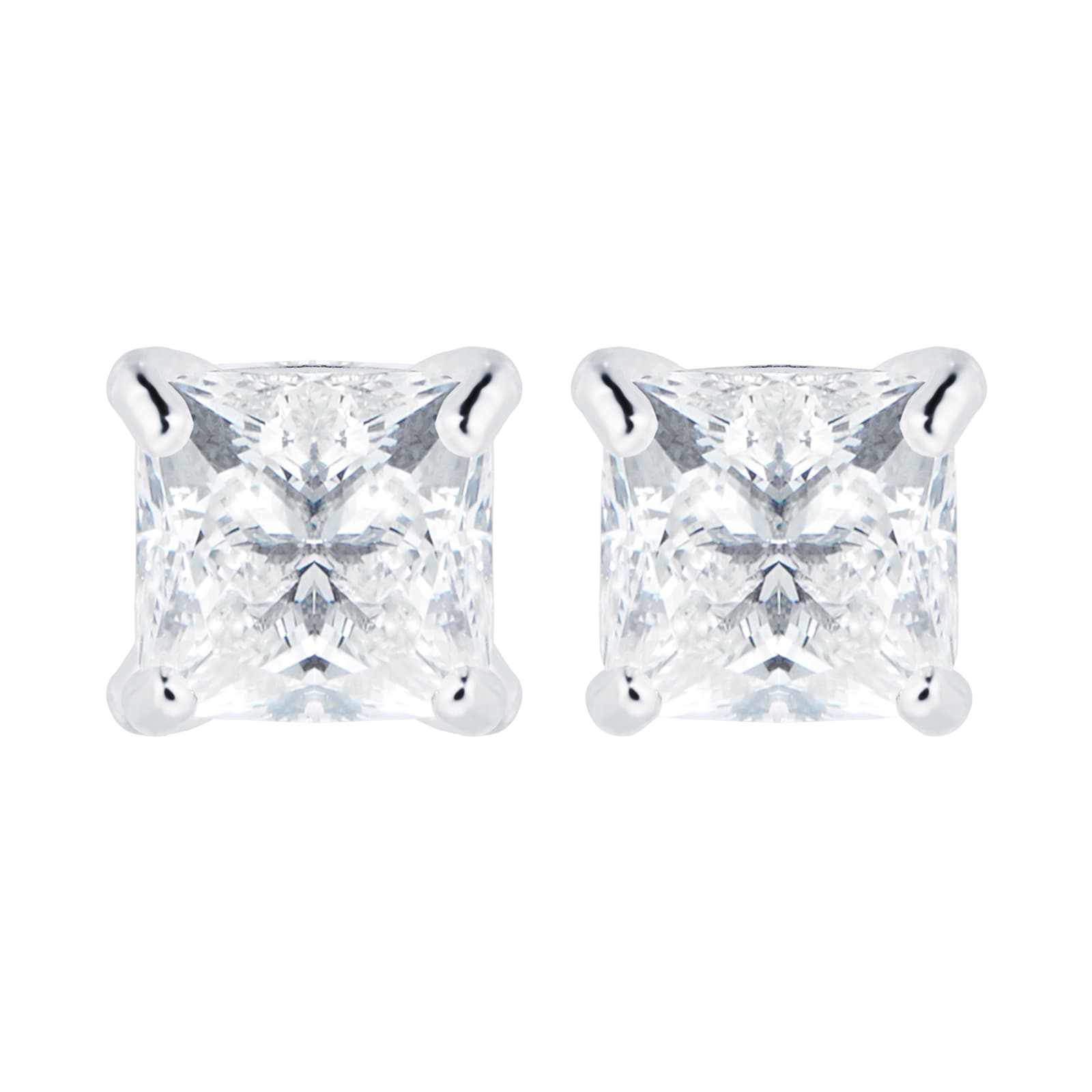 Sterling Silver 5mm Square Cubic Zirconia Stud Earrings