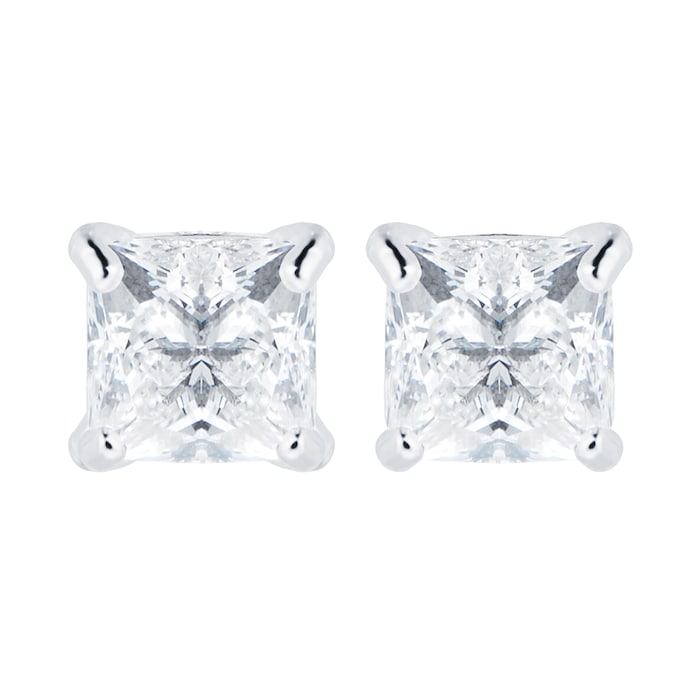 Goldsmiths Sterling Silver 5mm Square Cubic Zirconia Stud Earrings