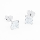 Goldsmiths Sterling Silver 5mm Square Cubic Zirconia Stud Earrings