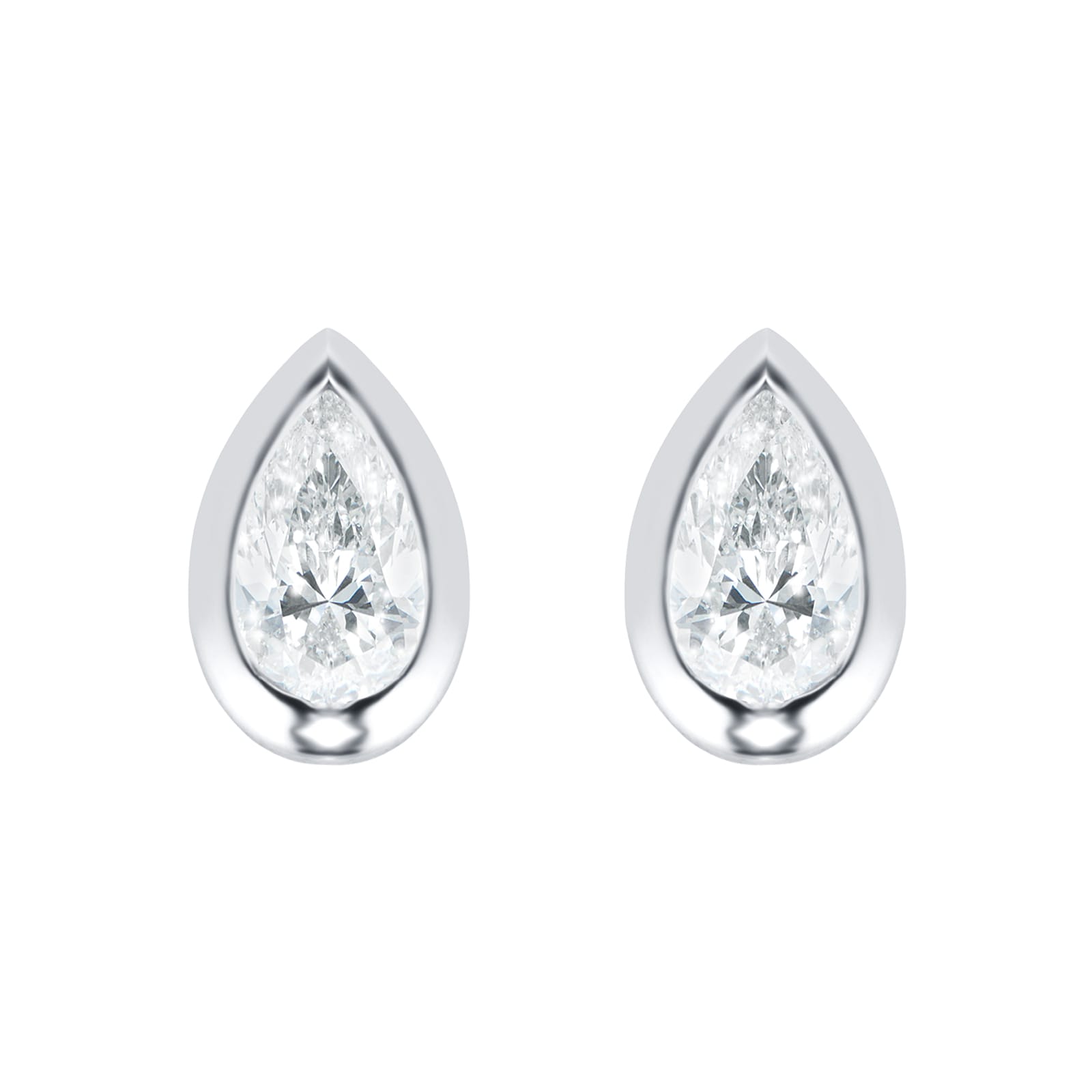 Silver Pear Cut 0.14ct Diamond Stud Earrings