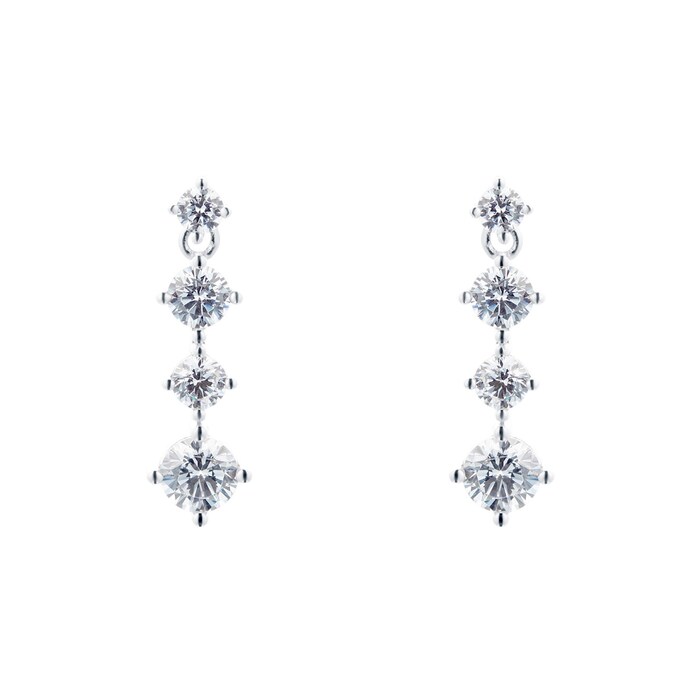 Goldsmiths Silver Mixed Cut Cubic Zirconia Drop Earrings