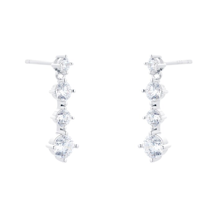 Goldsmiths Silver Mixed Cut Cubic Zirconia Drop Earrings