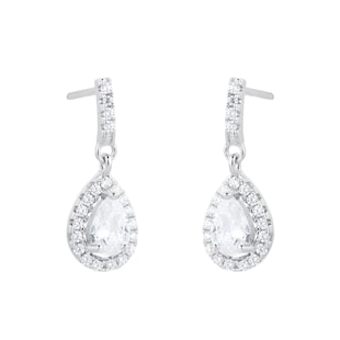 Goldsmiths Silver Cubic Zirconia Halo Pear Drop Earrings