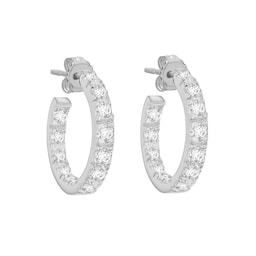15160000 - Silver Cubic Zirconia Hoop Earrings