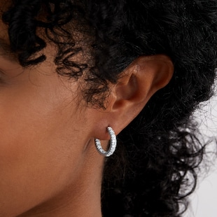 Goldsmiths Silver Cubic Zirconia Hoop Earrings