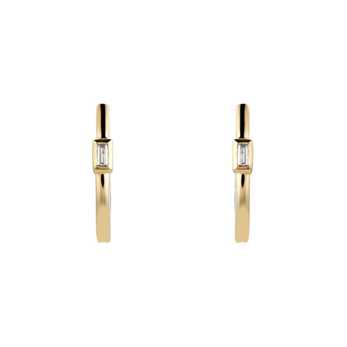 Goldsmiths Yellow Gold Plated Silver Diamond 0.10ct Baguette Bar Huggie Earring