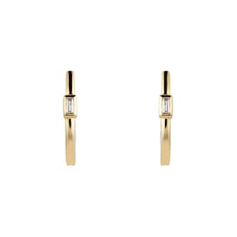 Goldsmiths Yellow Gold Plated Silver Diamond 0.10ct Baguette Bar Huggie Earring Goldsmiths Yellow Gold Plated Silver Diamond 0.10ct Baguette Bar Huggie Earring