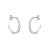 Goldsmiths Silver Twisted Pave Cubic Zirconia Hoop Earrings