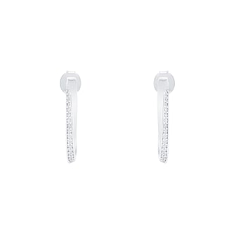 Goldsmiths Silver Twisted Pave Cubic Zirconia Hoop Earrings