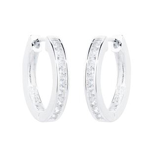 Goldsmiths Silver Cubic Zirconia 17mm Huggie Hoop Earrings