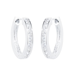 15160003 - Silver Cubic Zirconia 17mm Huggie Hoop Earrings