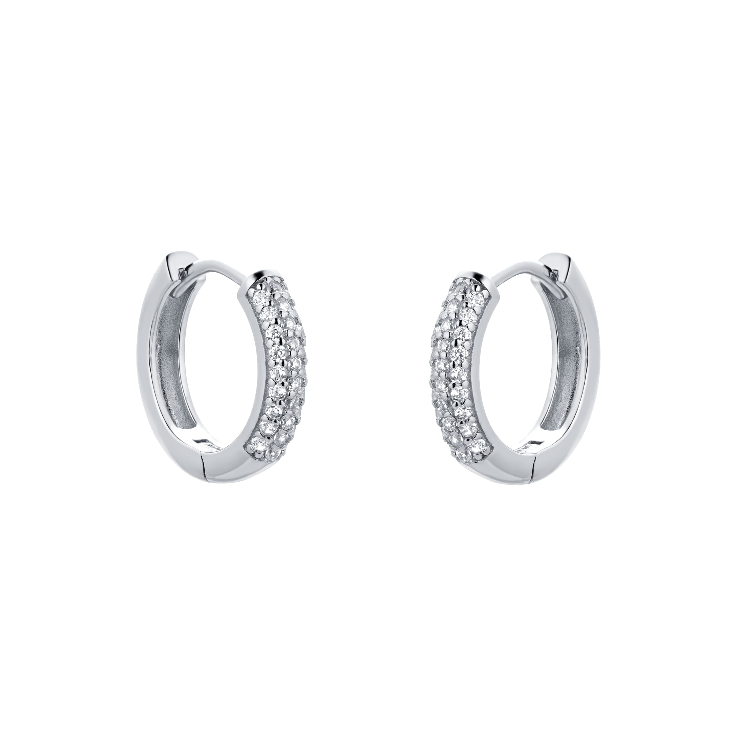 Silver Pave Cubic Zirconia Huggie Earrings