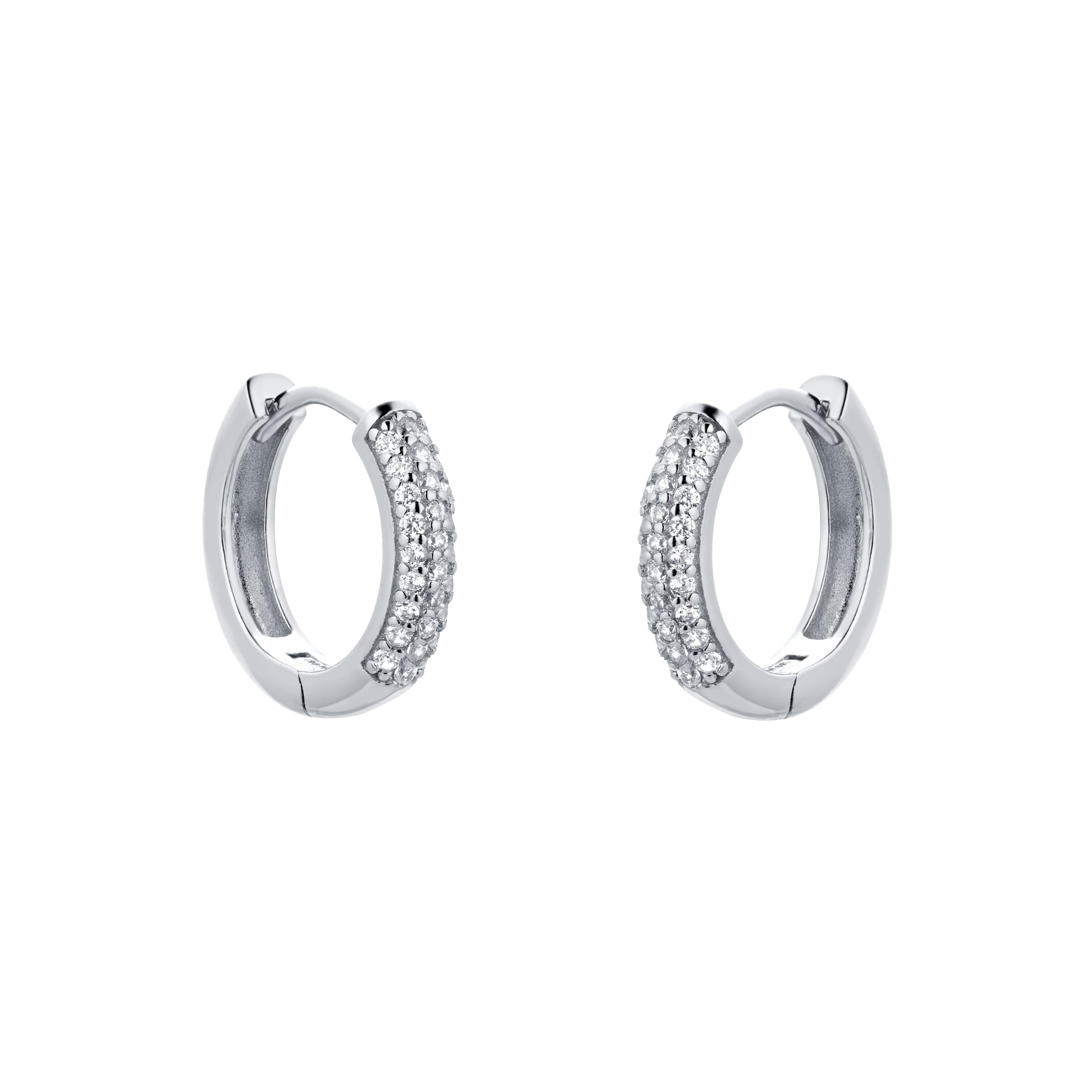 Silver cubic deals zirconia huggie earrings