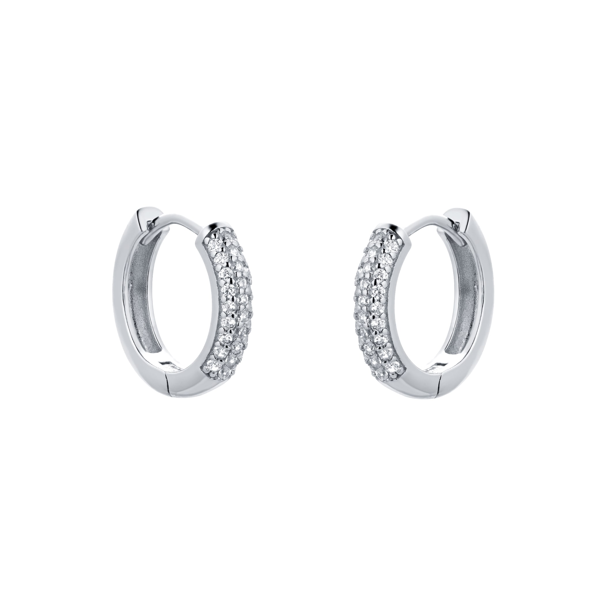 Goldsmiths Silver Pave Cubic Zirconia Huggie Earrings Goldsmiths Silver Pave Cubic Zirconia Huggie Earrings