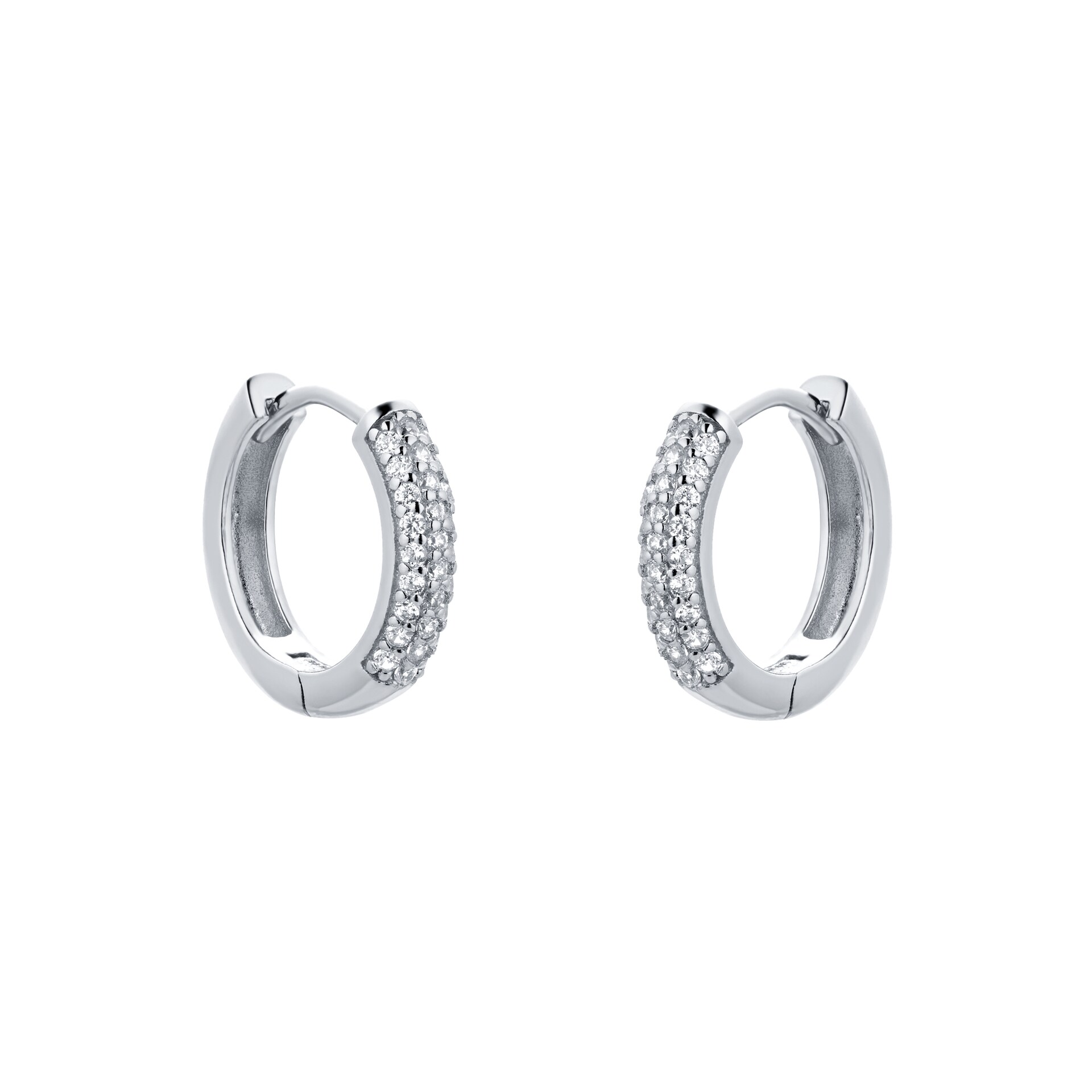 Goldsmiths Silver Pave Cubic Zirconia Huggie Earrings