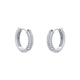 Goldsmiths Silver Pave Cubic Zirconia Huggie Earrings