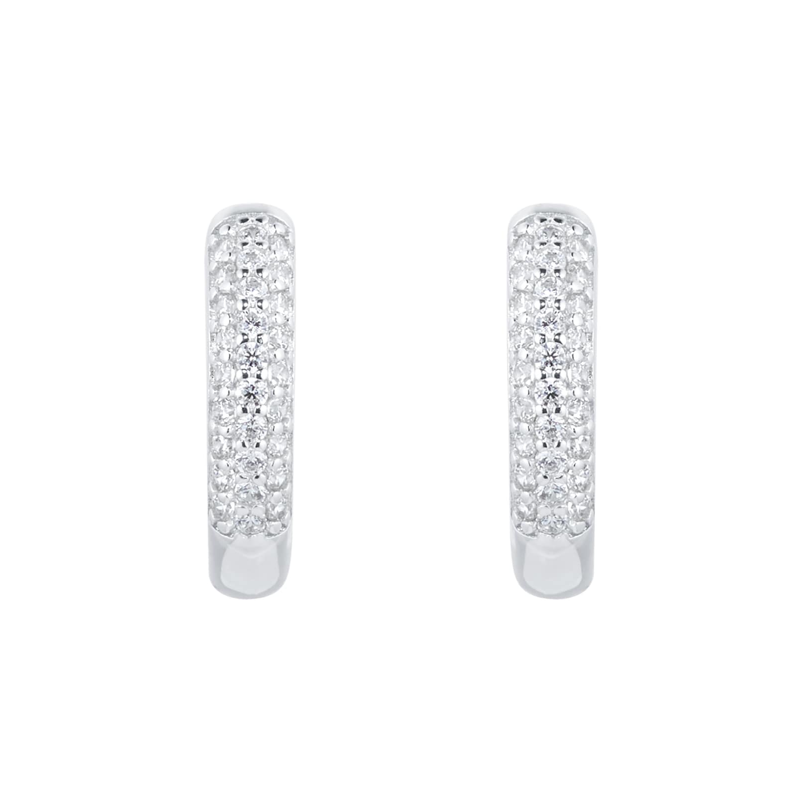 Goldsmiths Silver Pave Cubic Zirconia Huggie Earrings