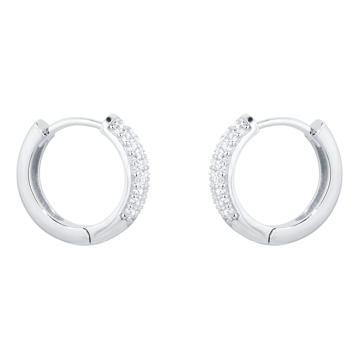 Goldsmiths Silver Pave Cubic Zirconia Huggie Earrings