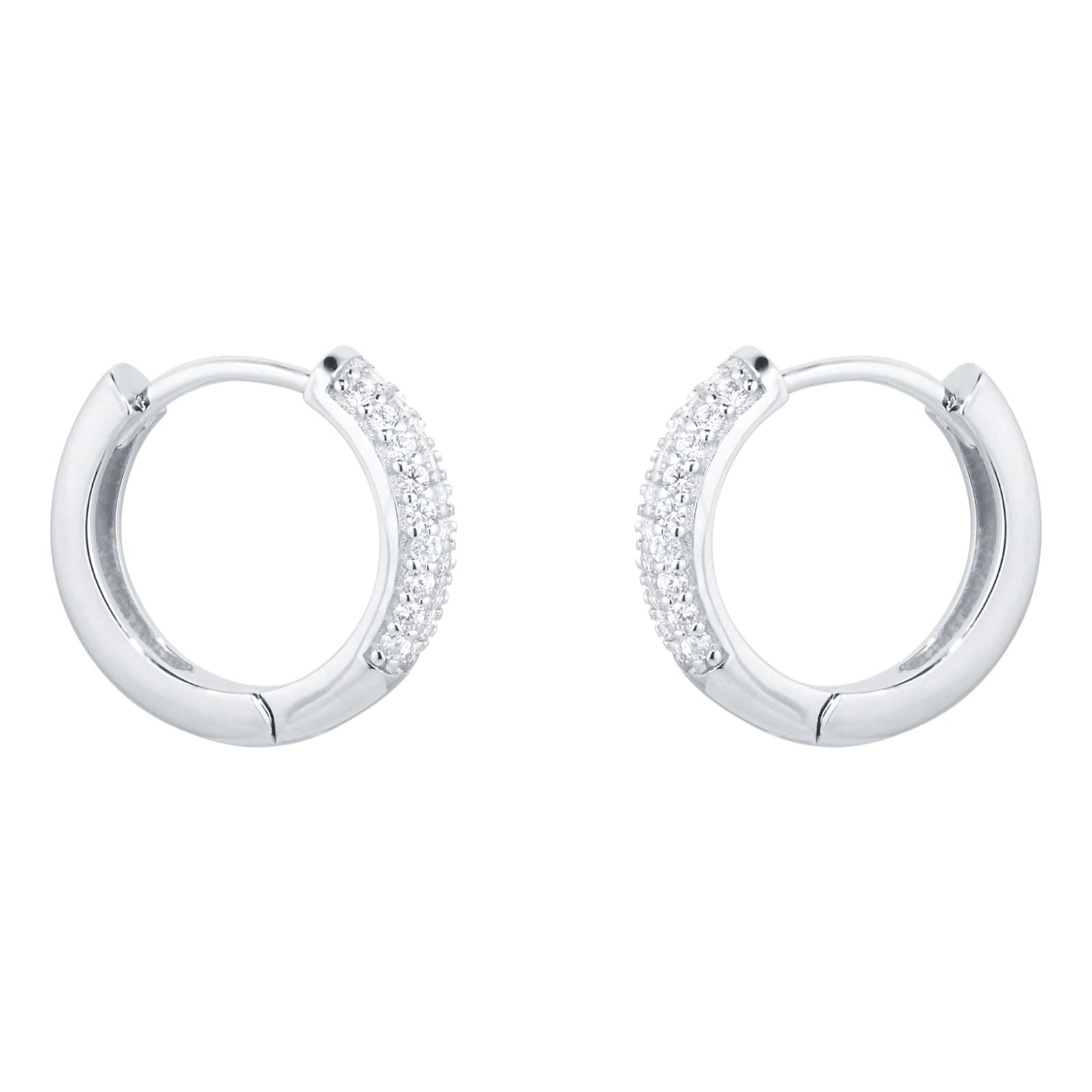 Goldsmiths Silver Pave Cubic Zirconia Huggie Earrings