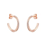 Goldsmiths Rose Gold Plated Silver Twisted Pave Cubic Zirconia Hoop Earrings