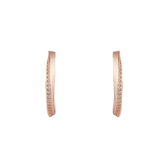 Goldsmiths Rose Gold Plated Silver Twisted Pave Cubic Zirconia Hoop Earrings Goldsmiths Rose Gold Plated Silver Twisted Pave Cubic Zirconia Hoop Earrings