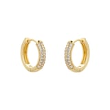 Goldsmiths Yellow Gold Plated Silver Pave Cubic Zirconia Huggie Earrings