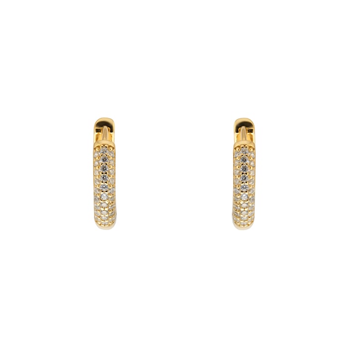 Goldsmiths Yellow Gold Plated Silver Pave Cubic Zirconia Huggie Earrings