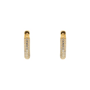 Goldsmiths Yellow Gold Plated Silver Pave Cubic Zirconia Huggie Earrings
