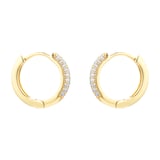 Goldsmiths 18ct Yellow Gold Plated Silver Pave Cubic Zirconia Huggie Earrings